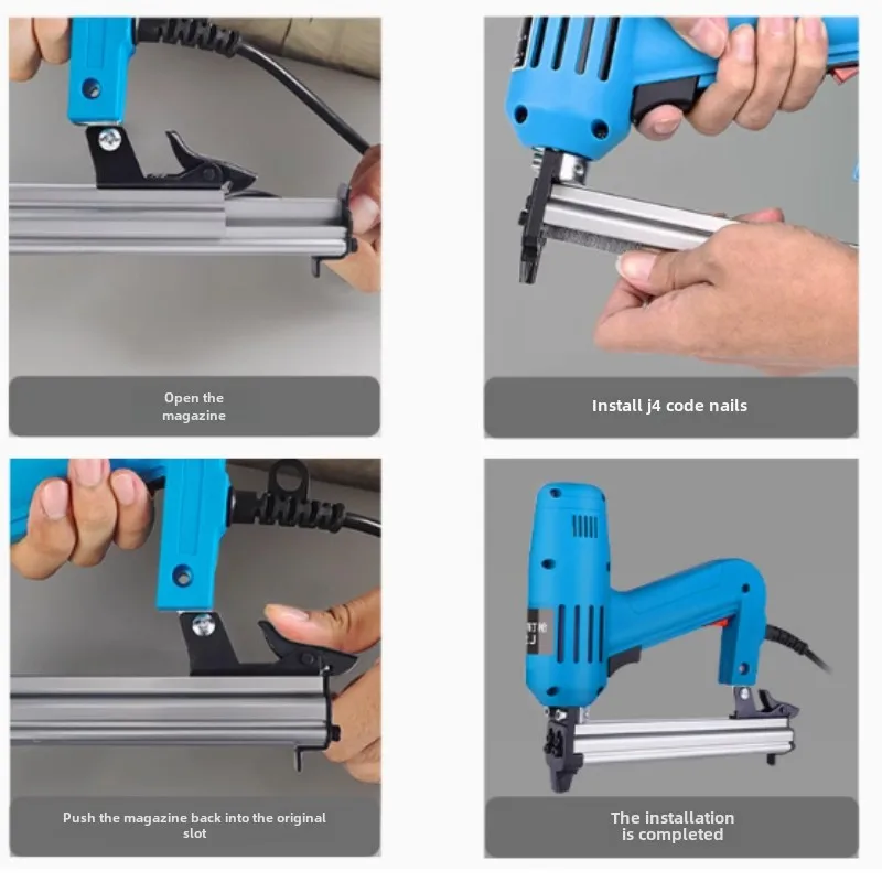 Электрический пистолет для гвоздей, 220 В, 422J, инструмент для гвоздей, степлер для стрельбы, деревообрабатывающий электрический пистолет для гвоздей, степлер, пистолет, аксессуары для электроинструментов