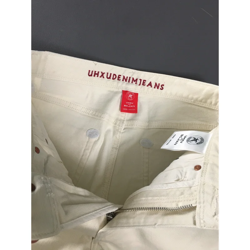 جينز أبيض عالي الجودة للرجال، طراز جديد لخريف 2025، بسيط، مقاس نحيف، أنبوب مستقيم، عصري، متعدد الاستخدامات، سروال طويل قديم #5