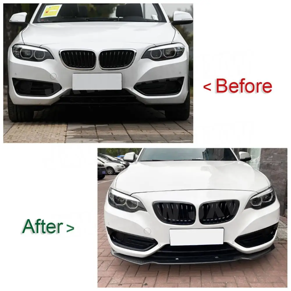 

JXWANCF ABS Carbon Look Front Bumper Lip Chin Spoiler Three-section for BMW 2 Series F22 Standard 2014-2021 Gloss Black