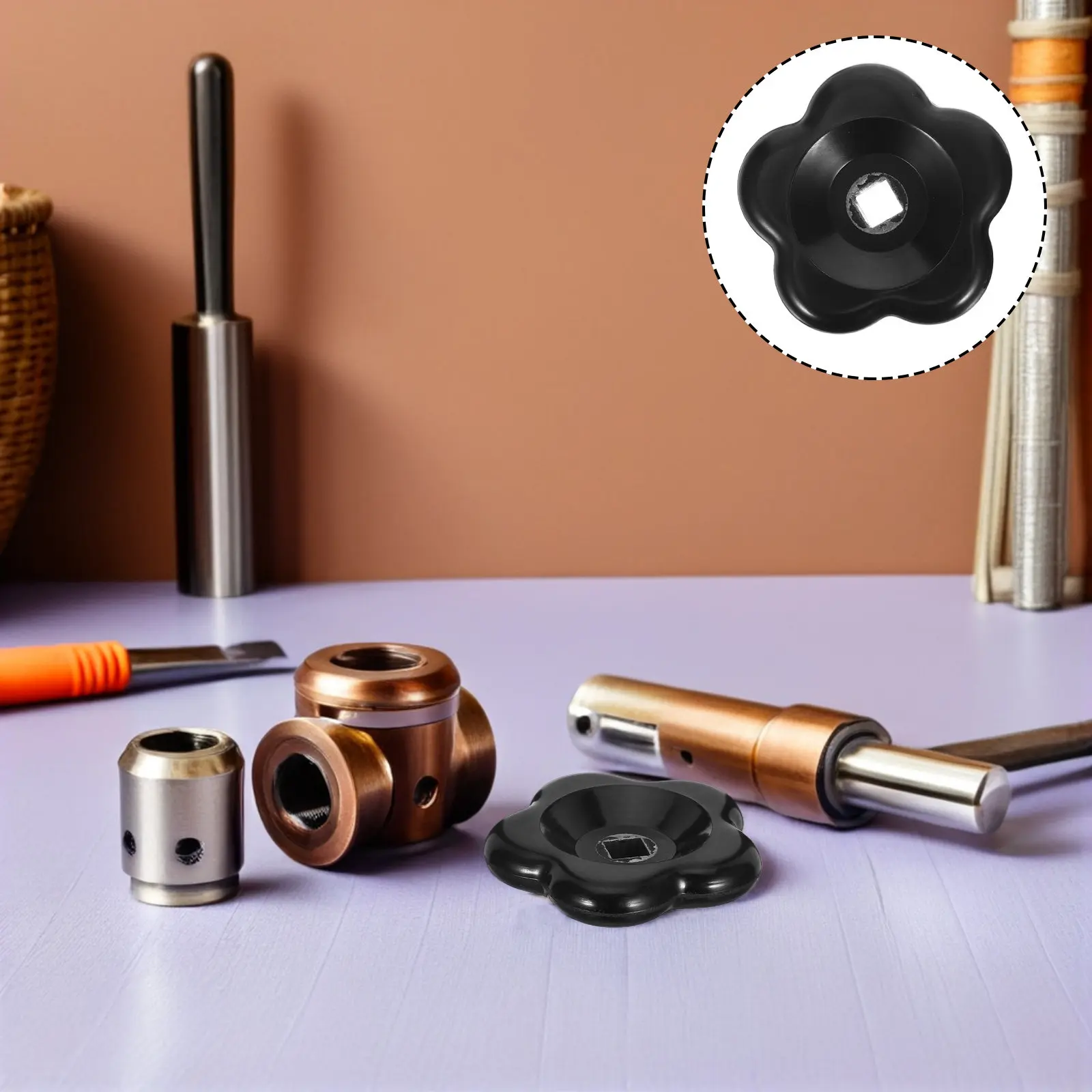 2Pcs 60Mm Square Hole 8x8mm Spigot Handle Replacement Bakelite Handwheel for Exterior Faucet Hose Bib Outdoor Water Valve