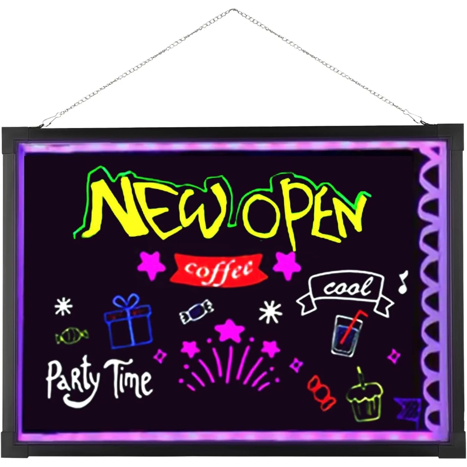 LED Writing Board Illuminated Advertising Board with Remote Control 8 Neon Pens DIY Design for Cafe, Bar, Restaurant, Wedding