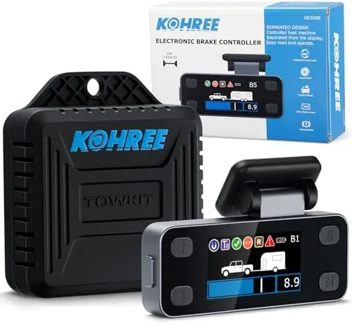 

Kohree Trailer Brake Controller Kit – Smart Proportional Braking, LCD, 1-4 Axles