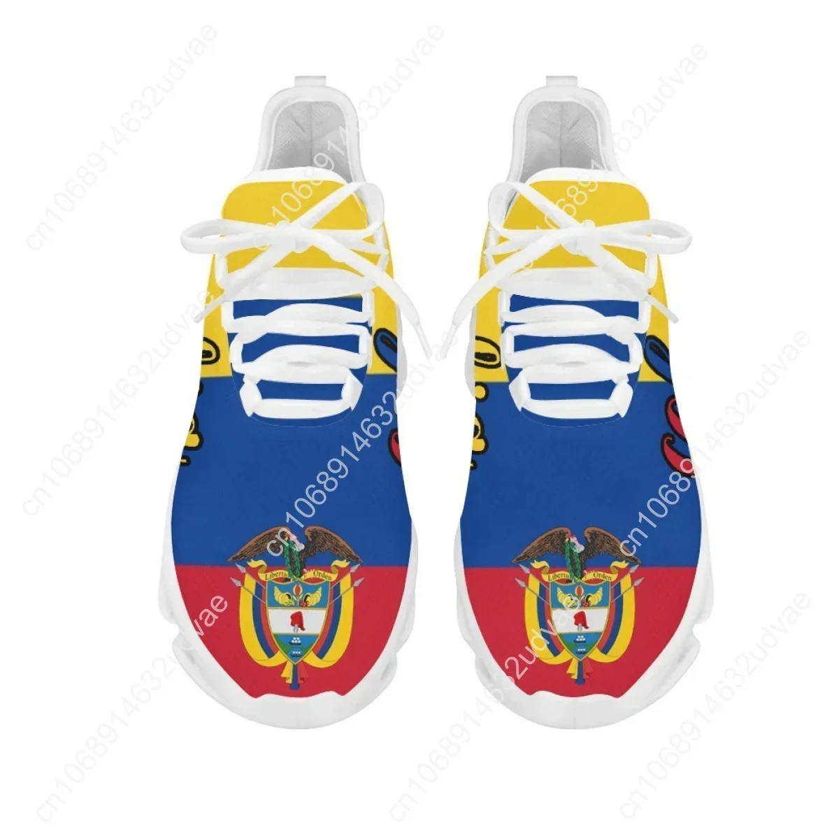 2023 New Sport Running Shoes Colombia Flag Lace-up Walking Sneakers Shock Absorption Cushion Tennis for Womens Mans 2