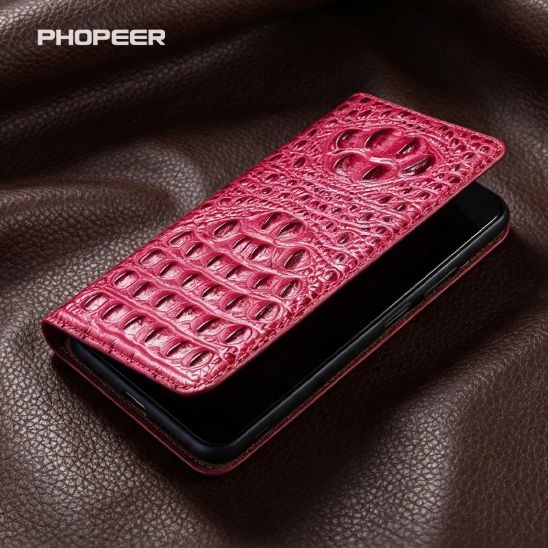 Luxury Genuine Leather flip phone Case for Oneplus Ace 6 5 4 3 2 T Pro Racing Ultra V 3D Crocodile Claw Flip Magnetic Phone Case