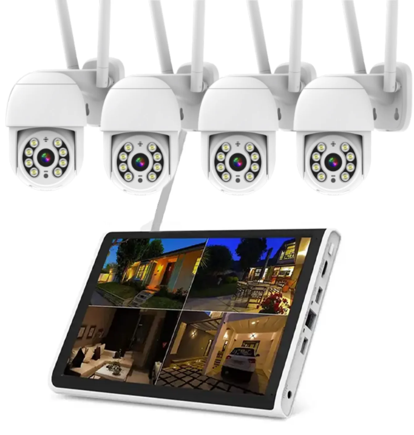 LCD مراقبة 4CH واي فاي نظام الكاميرا CCTV شاشة LCD أمن الوطن PTZ في الهواء الطلق كاميرا IP لاسلكية CCTV واي فاي Nvr عدة #1