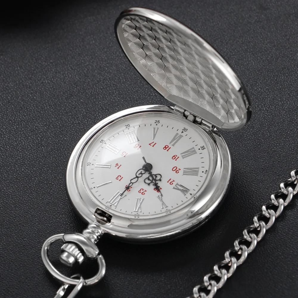 Reloj de bolsillo de cuarzo con número de plata Retro para hombres, collar con colgante de moda, regalo de Festival para estudiantes masculinos y femeninos