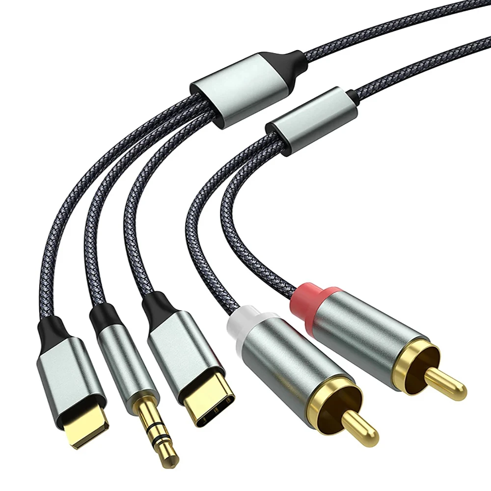 Digital Audio Cable One In Two Type-c Lightning Android 3.5mm Connection Double Lotus Rca Sound Cable