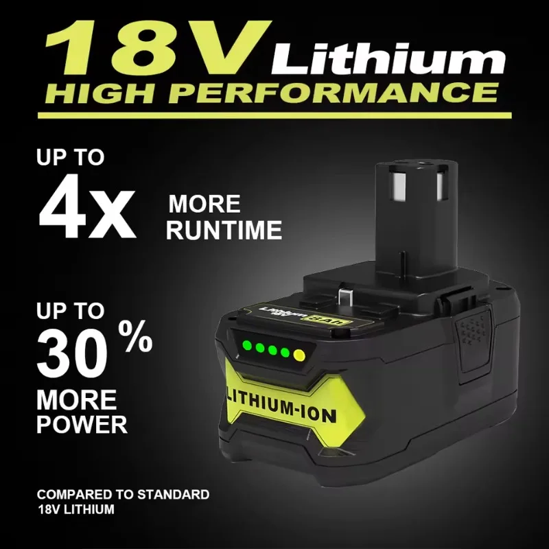 8000mAh 18V High-performance Li-ion Battery for Ryobi P108 P102 P103 P104 P107 BPL1820 RB18L50 Replacement Power Tool Baterry