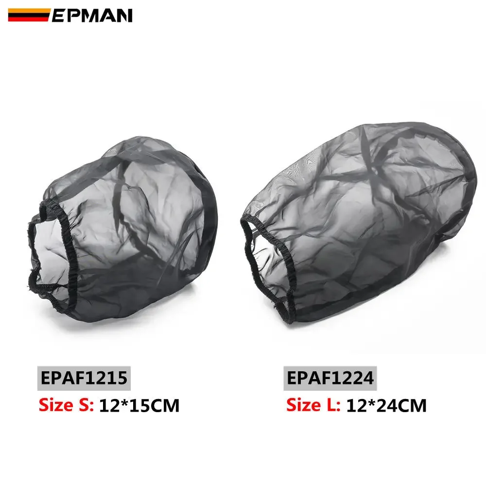 EPMAN Universal Car Cone Air Filter Protective Cover Waterproof Oilproof Dustproof for High Flow Air Intake Filters Black