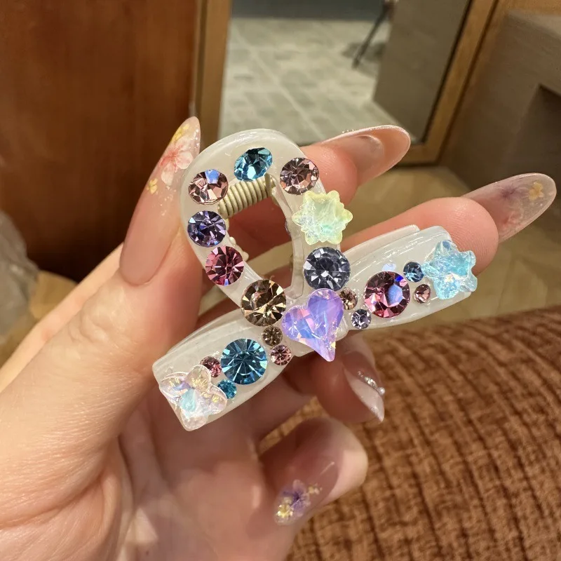 New Jelly Powder With Sweet Charm Sparkling Diamond Candy Color At The Back Of Head Ins Clip Hair Accessories Colored Diamonds