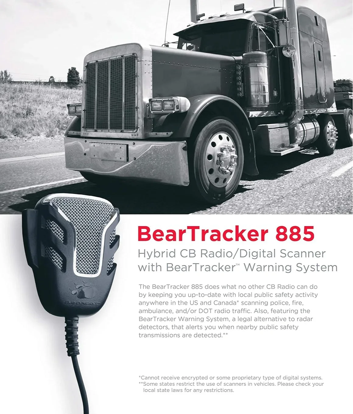 For 885 Hybrid Full-Featured CB Radio + Digital TrunkTracking Police/Fire