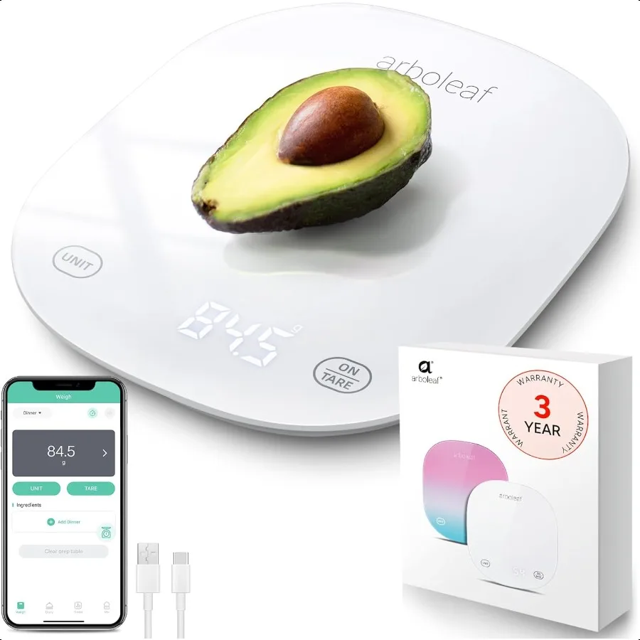 

Smart Food Kitchen Scale 22lb Digital Food Scale with Nutritional Calculator USB Rechargeable Smart Weighing with App for ro Ke