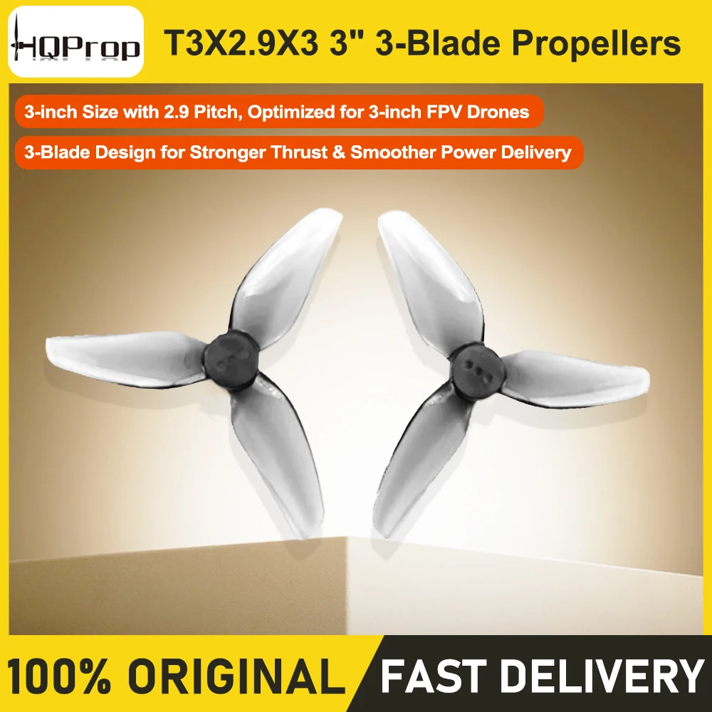 HQProp T3X2.9X3 3-Blade Propeller Set 2CW+2CCW for FPV Racing Drones Compatible with Mario Mini3 And Mini3 Pro