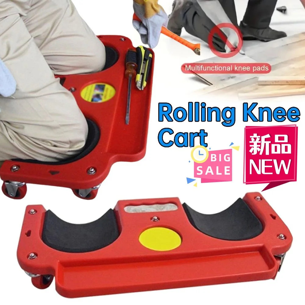 Rolling Knee Cart with 5 Swivel Castors Rolling Knee Pad ABS High Impact Frame Rolling Knee Dolly for Auto Repair Protect Knees