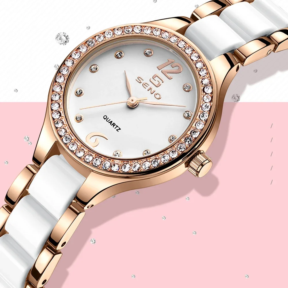 MAYZHISU Luxury Women's Quartz Watch with Alloy Ceramic Strap Waterproof Fashion Lady's Wristwatch for Women Female Clock Gifts