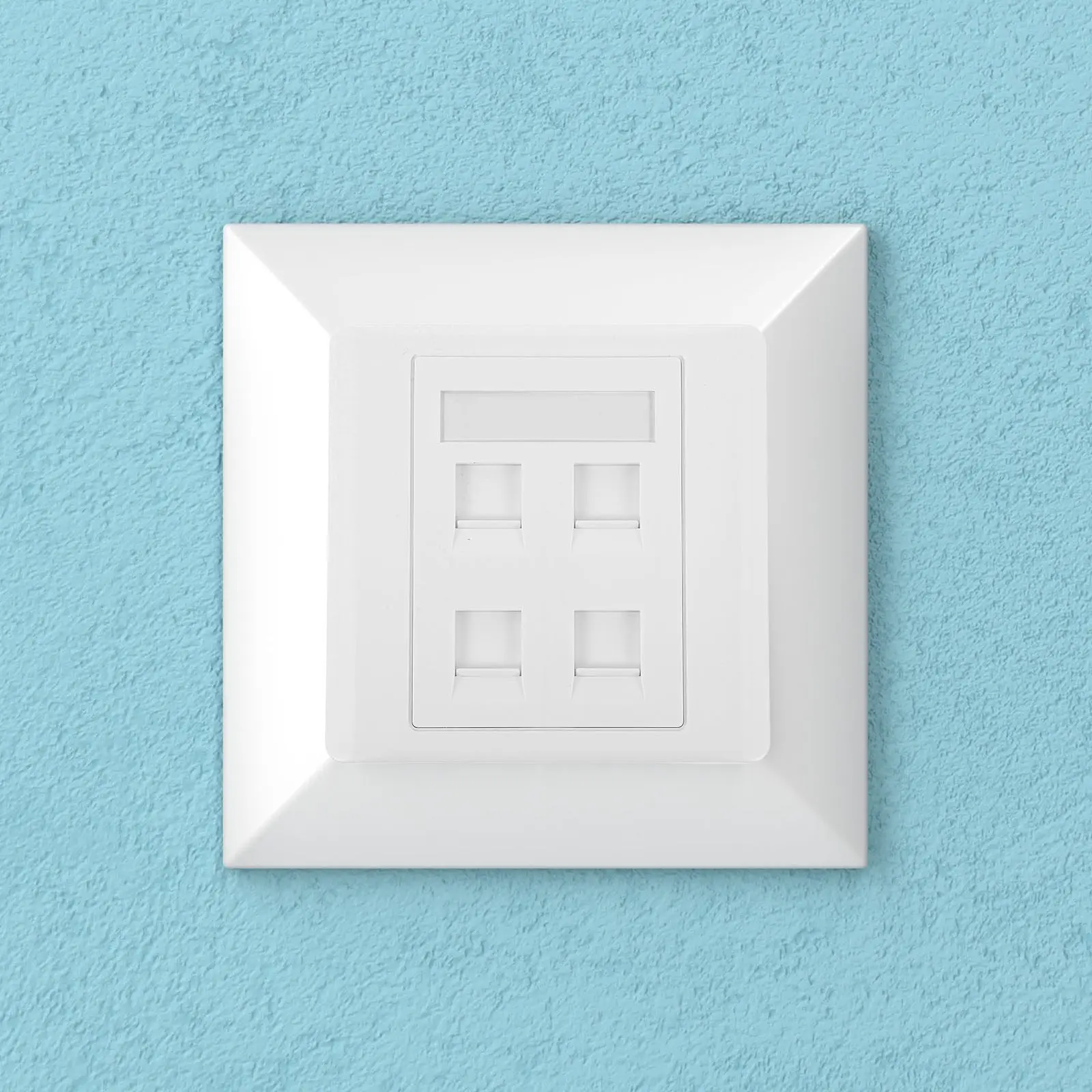4-Port Cat6 Ethernet Wall Plate Network Panel Office Wall Mounted Outlet Panel Sturdy Plastic Ethernet Socket Reliable Data