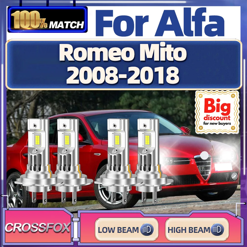 CROSSFOX-bombillas de faros LED Canbus, ampolla de faro superbrillante para Alfa Romeo Mito 2008 2009 2010 2011 2012 2013 2014-2018
