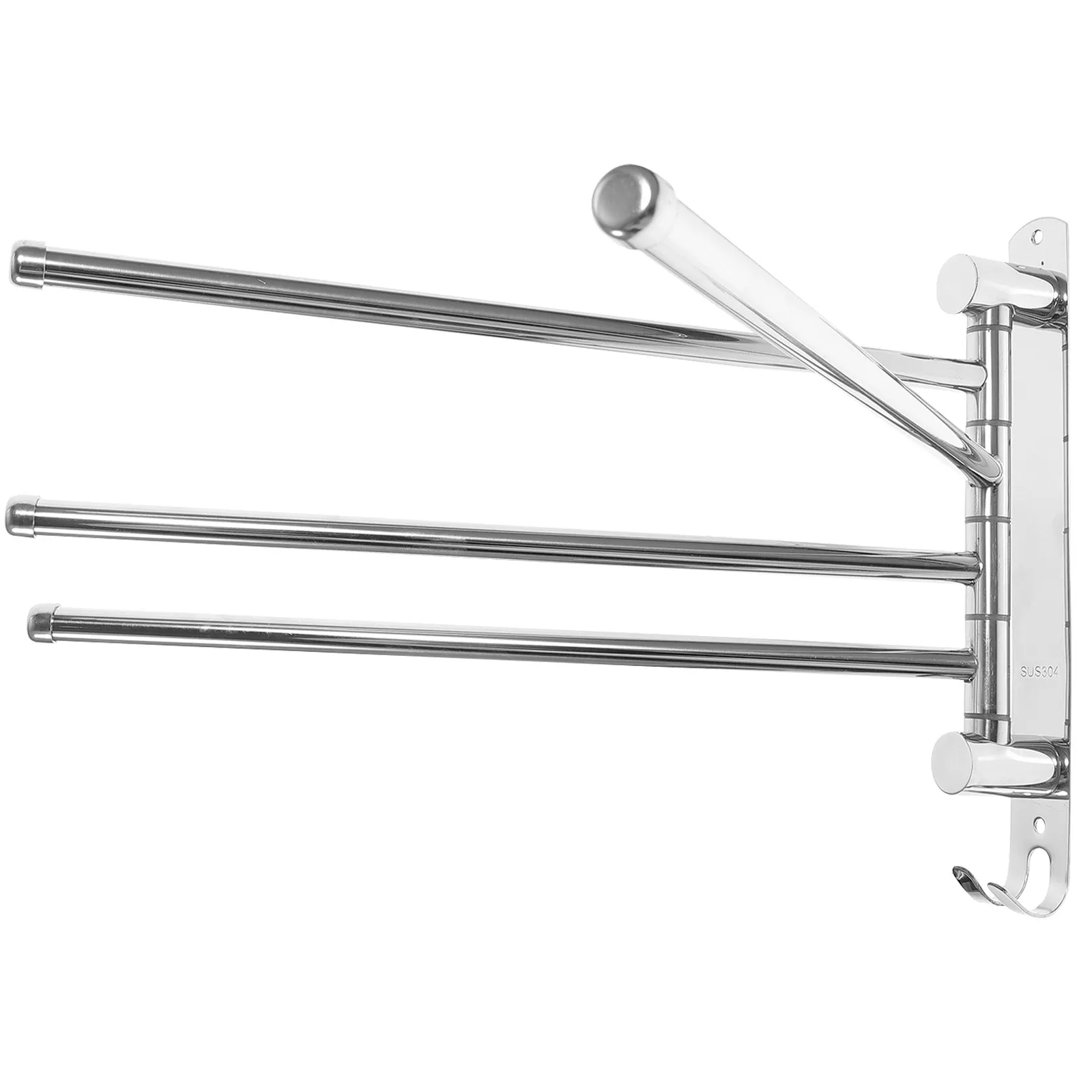 

Stainless Steel 4-Rod Towel Rack Wall Mounted Swivel Arms Space Saving Bathroom Kitchen Towel Holder Shower Ball Hooks