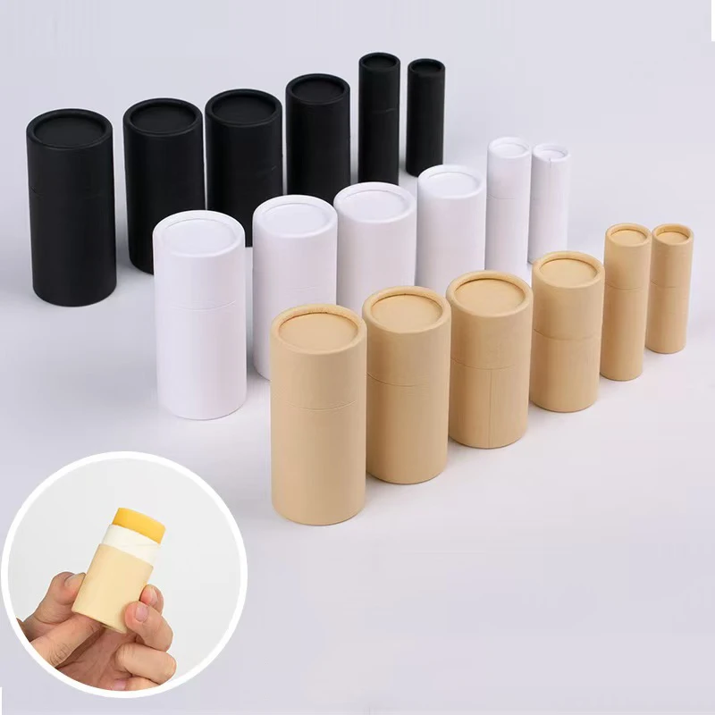 50Pcs Kraft Paper Tubes Push Up Cylindrical Lip Balm Paper Tube Biodegradable Cardboard Cosmetic Deodorant Container
