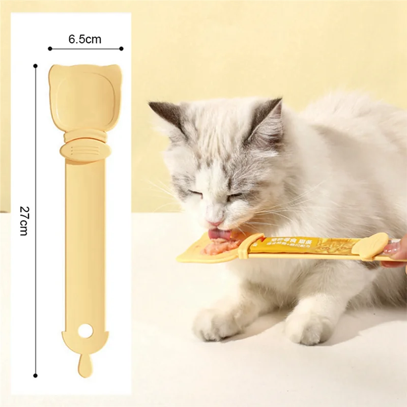 ABJO-Cat Snack Alimenti liquidi Strumenti per spremere Alimenti bagnati Trattare Cucciolo Gattino Dispenser Cucchiaio multifunzionale per alimentazione gatti Arancione