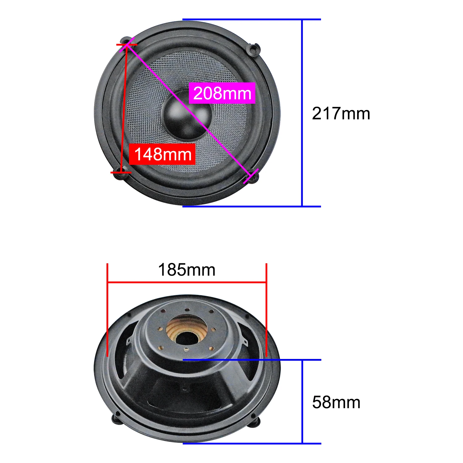 4 inch 6.5inch 8 inch Glass Fiber Bass Basin Radiator Passive radiator (false speaker) Bass auxiliary booster 2PCS