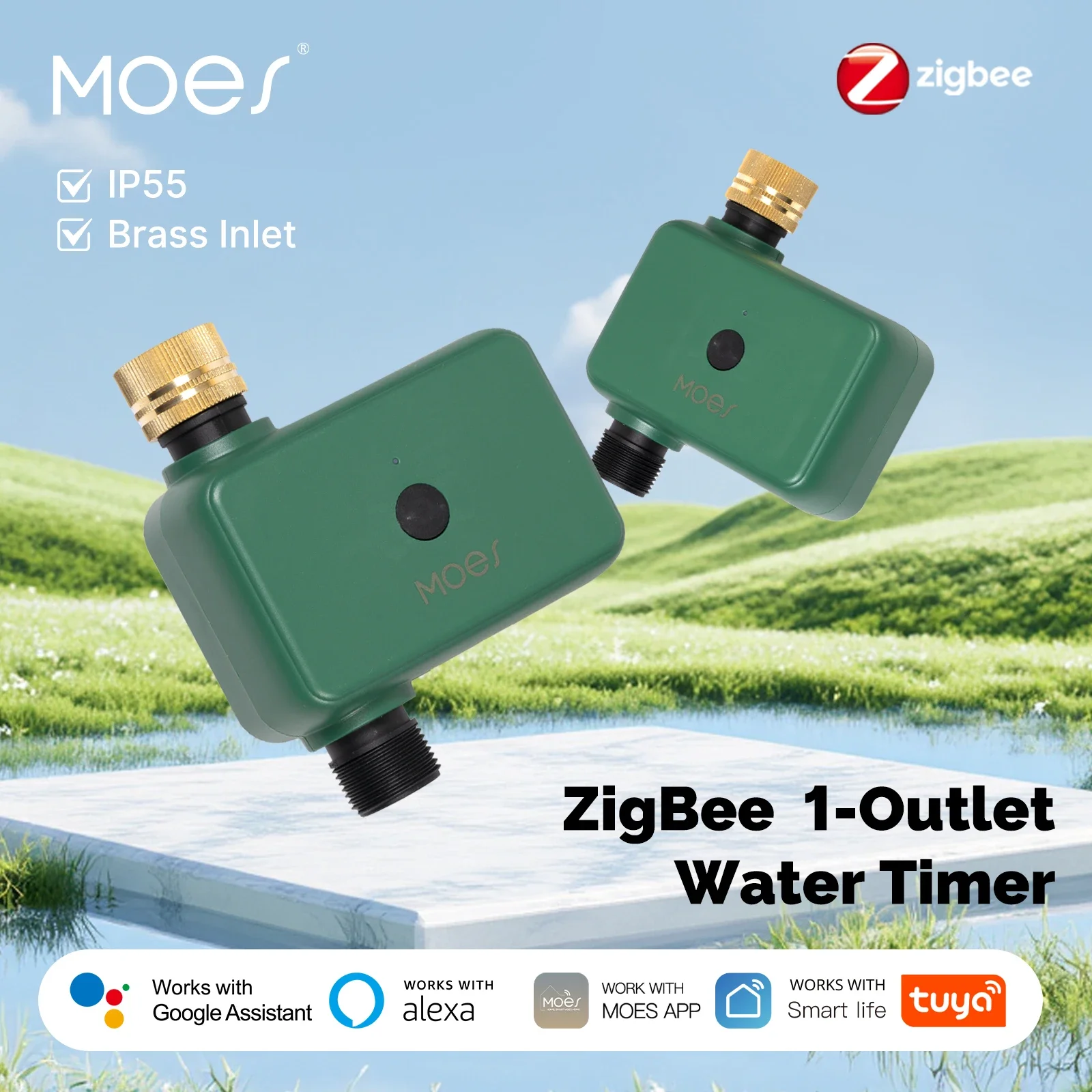 

MOES Tuya ZigBee Water Timer Garden Sprinkler Filter Brass Inlet Programmable Automatic Drip Irrigation Via Alexa Google Home
