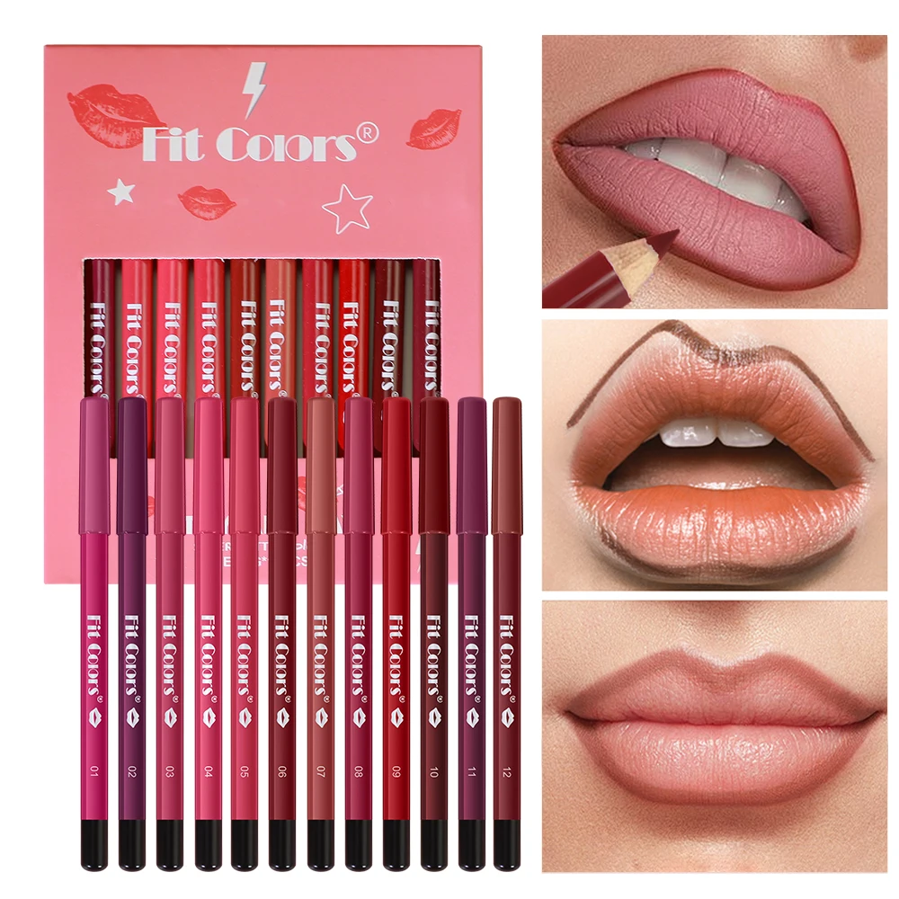 12pcs Lip Liner Pencil Set Matte Nude Contour Lipliner Pencil Lipstick Waterproof Long Lasting Lipstick Pen Lip Tint Cosmetics ﻿