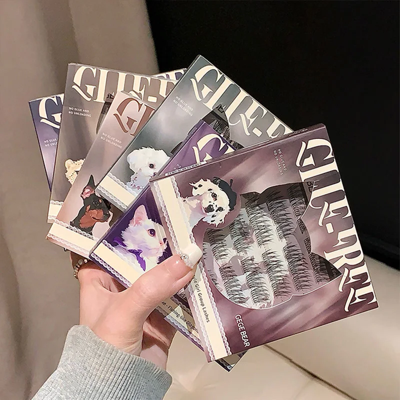 Cílios postiços sem cola Gege Bear – Aplicação fácil em 3 etapas, aparência natural, leve e levemente enrolada, aplicar maquiagem naturalmente