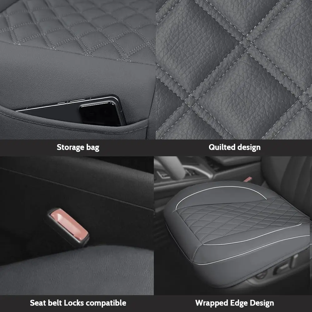 AUTOKING 1Pcs PU Leather Car Seat Cushion 1 Front Seat Car Seat Covers Anti-slip And Full Wrap Driver Car Seat Protectors Fit