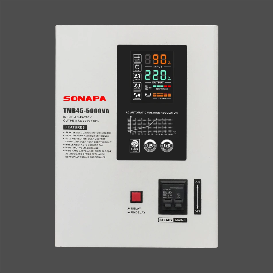 220V Automatic Voltage Regulator AVR 10KVA Wall-Mounted Single Phase Stabilizer for Home Use