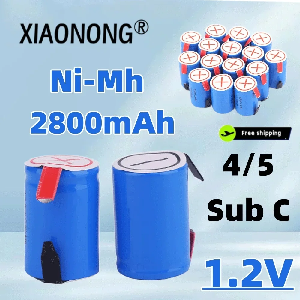 

NEW 100% original 4/5 SubC Sub C High-capacity 1.2V 2800mAh High-quality Ni-Mh Rechargeable Battery Blue Cell with Tab