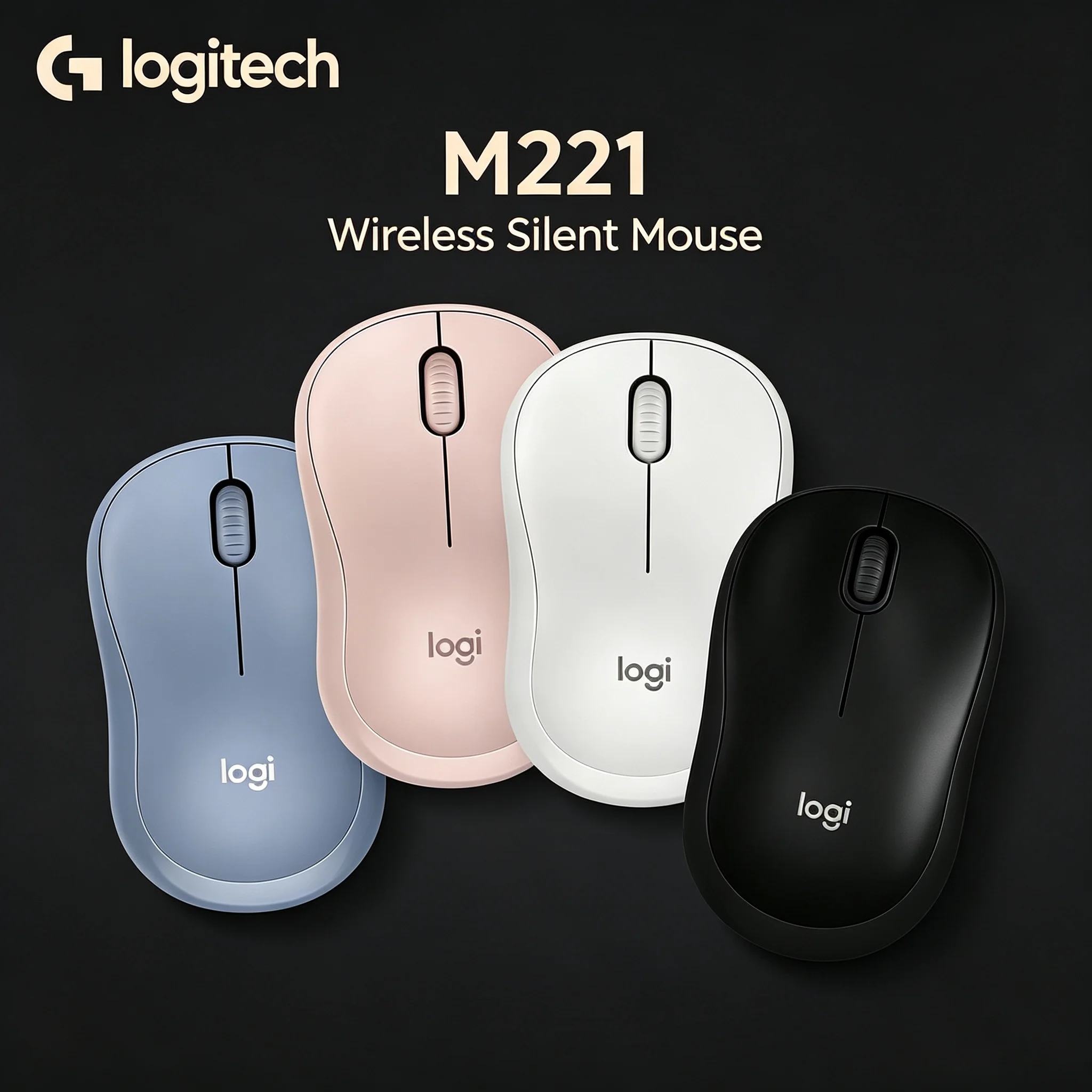 Logitech M221 Quiet Wireless Mouse 1000 DPI Precise Tracking Silent Mice For Notebook Desktop Laptop