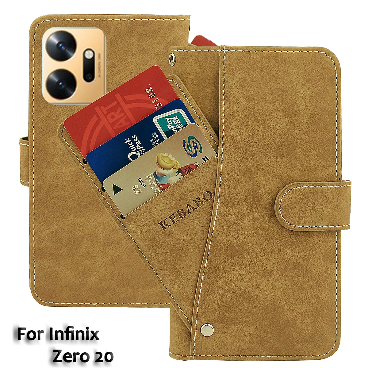 

Vintage Leather Wallet Infinix Zero 20 Case 6.7" Flip Luxury Card Slots Cover Magnet Phone Protective Cases Bags