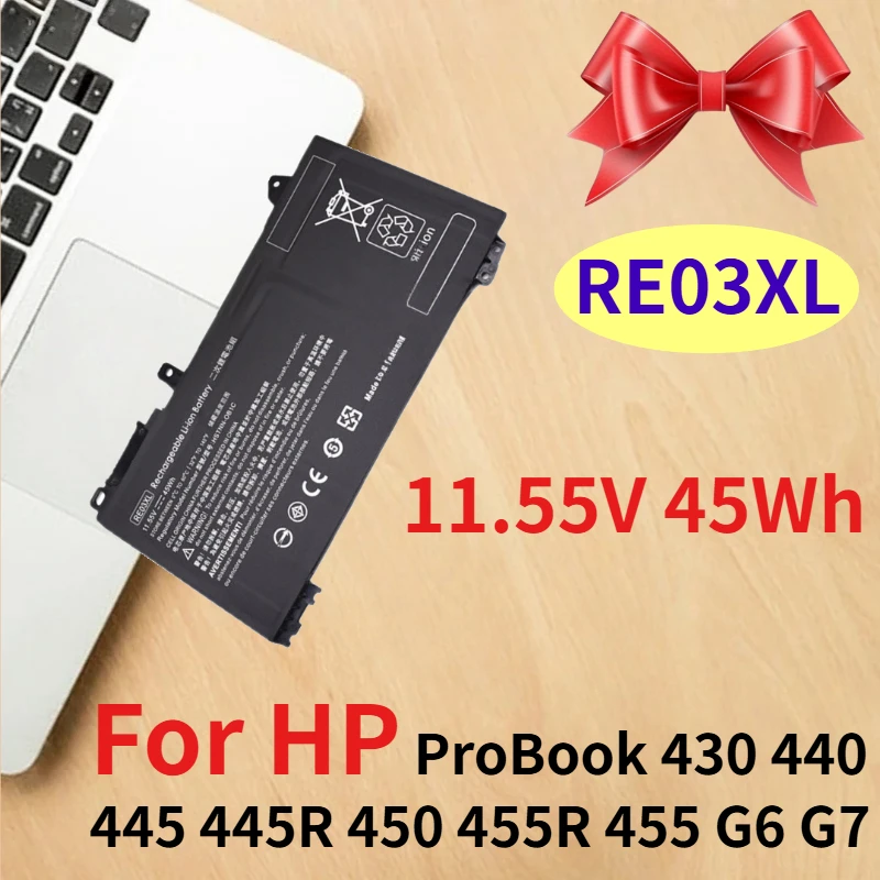 

Аккумулятор для ноутбука 11.55V RE03XL для HP ProBook 430 440 445 445R 450 455R 455 G6 G7 ZHAN 66 Pro 13 14 15 G2 G3 HSTNN-0B1C HSTNN-UB7R
