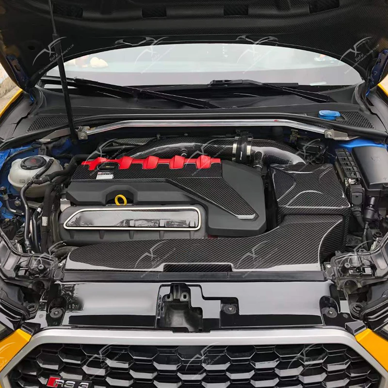 Adecuado para piezas automotrices RS3 TTRS 2.5T, Kit de sistema de admisión en frío de fibra de carbono, sistema de filtración de entrada en frío