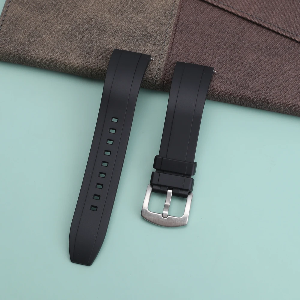 Quality Fluoro Rubber Watch Strap 18mm 19mm 20mm 21mm 22mm 24mm Sport Watchband Black Green Wristband With Quick Release Band