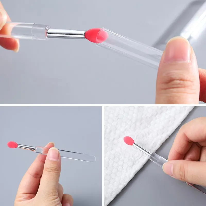 Caneta de pó espelhada de silicone para arte em unhas, 1/4 peças, pincel multifuncional para sombra labial, maquiagem, escova de silicone reutilizável, ferramentas para arte em unhas