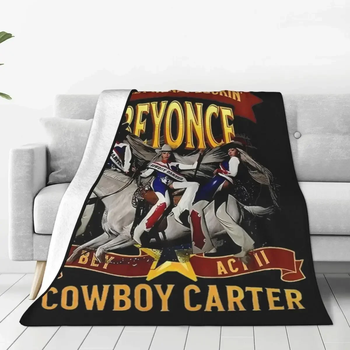 

A Cowboy Carter Beyonce Fleece Blanket Creative Throw Blanket for Sofa Bedding Lounge 125*100cm Bedspreads