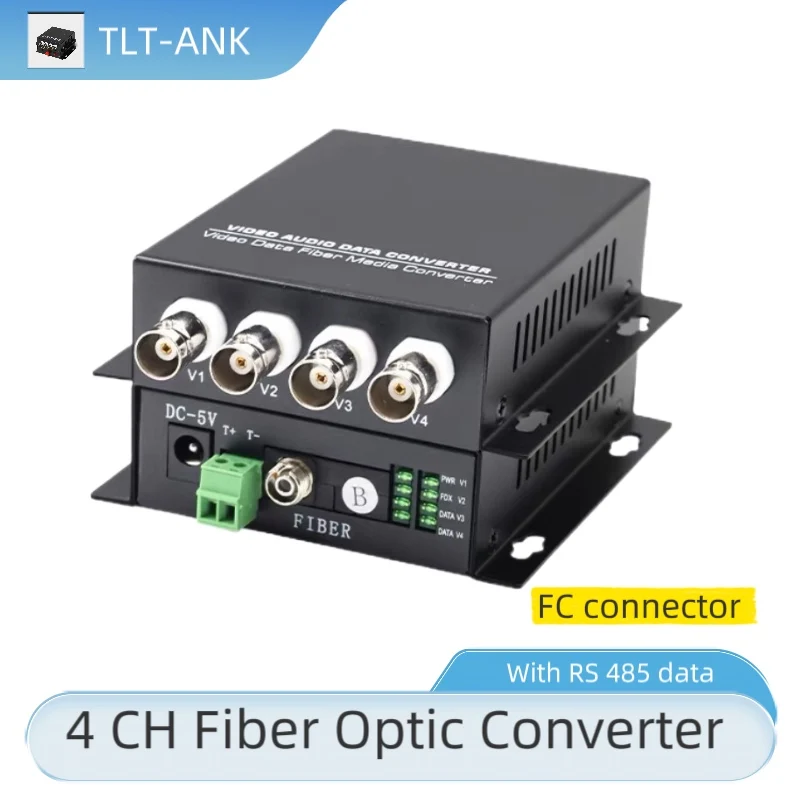 4 Ch 20KM Fiber Optic Video Audio Data Converter Video Transmitter Receiver With RS485 FC connector
