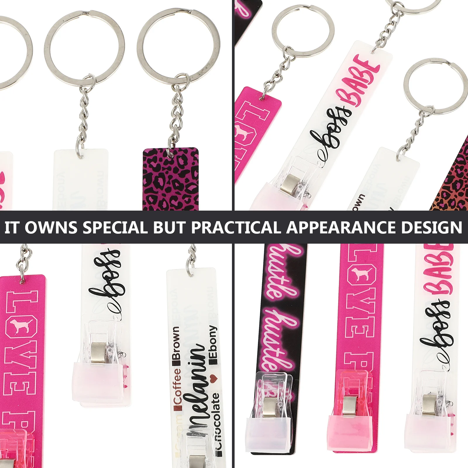 

5pcs Chains Clips Acrylic Rings For Id Credit Cards Contactless Atm Card Pullers Card Girls Gift