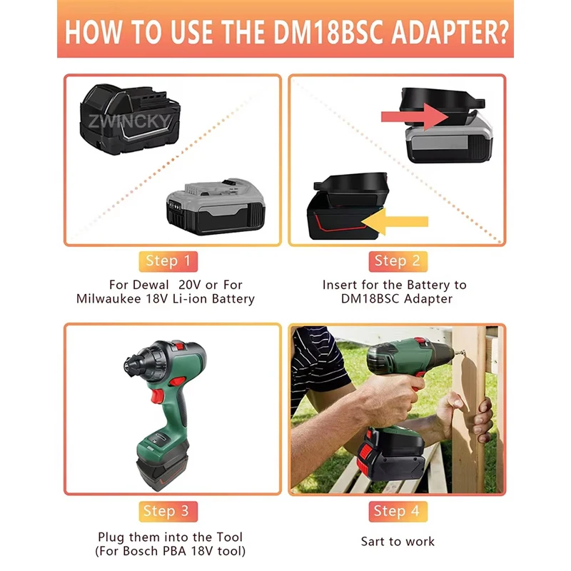MT18BSC DM18BSC BOSB18C for Makita/Dewal/Bosch/Milwaukee Li-ion Battery to for Bosch C tool Replace 18V Green Blue Adapter Use