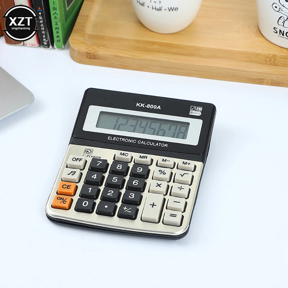 1pc Portable Small Desktop Office Financial Calculator 8-digit Electronic Calculator with Sound Learning Office Supplies