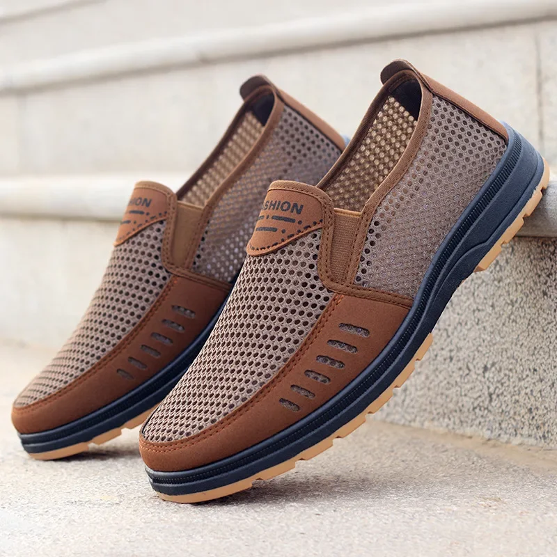 Men's  Shoes Summer Breathable Mesh Slip-On Dad/Elderly Shoes Non-Slip Orthopedic Comfort Lightweight Canvas Shoes