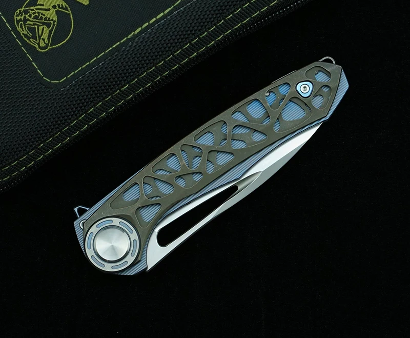 VENOM HARPOON Flipper Folding Knife M390 Blade Titanium+CF Handle Tactics Outdoor Camping Hunting Fishing Pocket Fruit EDC Tool