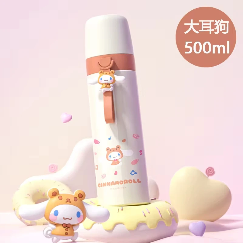 Sanrio Cinnamoroll Isolado Beber Straw Cup, 316 Aço Inoxidável Cup, Garrafa de Água Portátil, Kids Gift, Kuromi Melody, 500ml