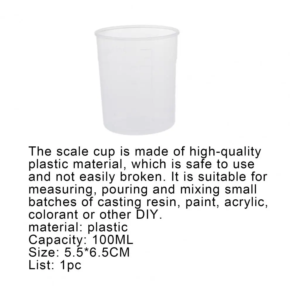100ML Scale Cup Reusable Stackable Plastic Washable Measuring Glass for Lab