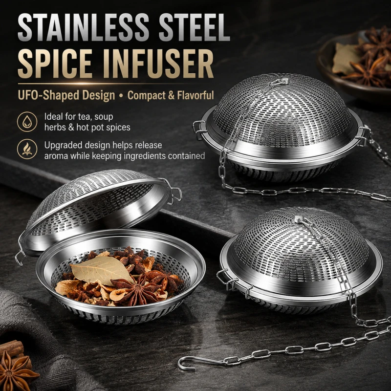 

Commercial Grade Herb Infuser, Jumbo Marinating Container, Fine Mesh Cooking Colander, Food Safe Metal Spice Cage