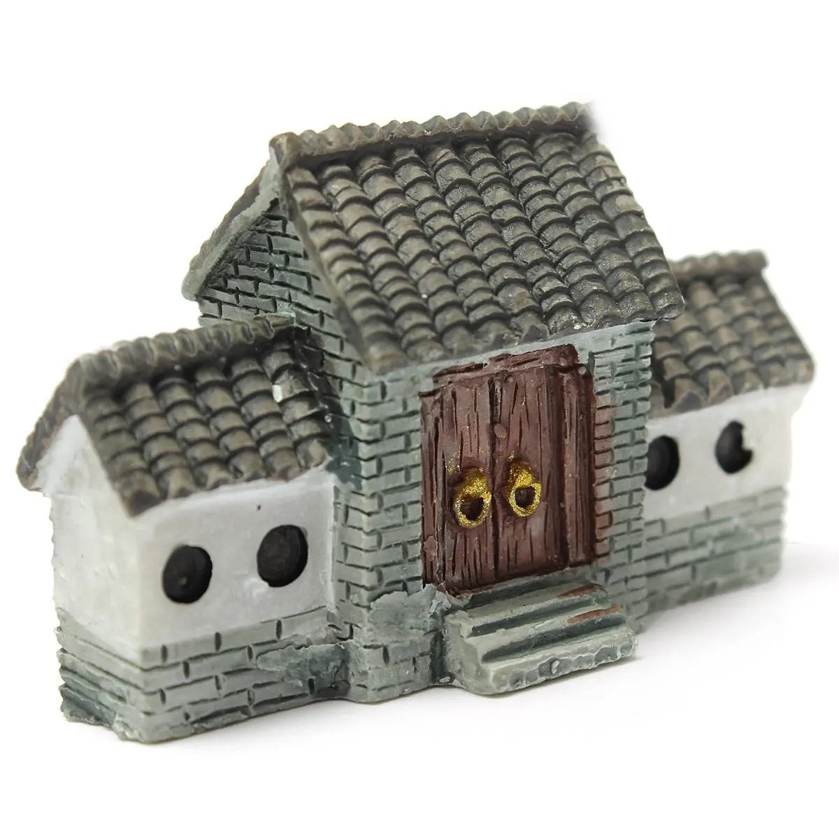 ABZF 2026 Miniature Villa House Dollhouse Potted Flower Plant Craft DIY Ornament Bonsai Decor Chinese Ancient City Gate Gray