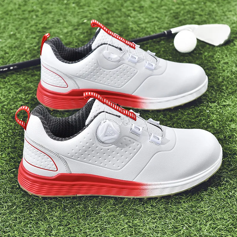 Hot sale White Men‘s Golf Shoes Size 46 Design Anti-slip Women's Golf Shoes 2024 Breathable Leather Trainer Man Tennis Sneakers