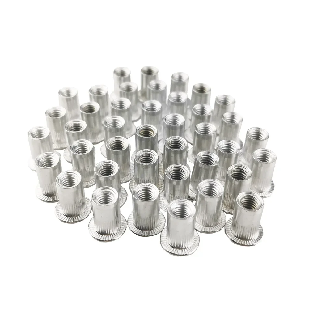 ALLSOME 300Pcs Aluminum Alloy Rivet Nut Flat Head Threaded Rivet Insert Nut Insert Reveting Nut M3 M4 M5 M6 M8 M10 M12 HT2773